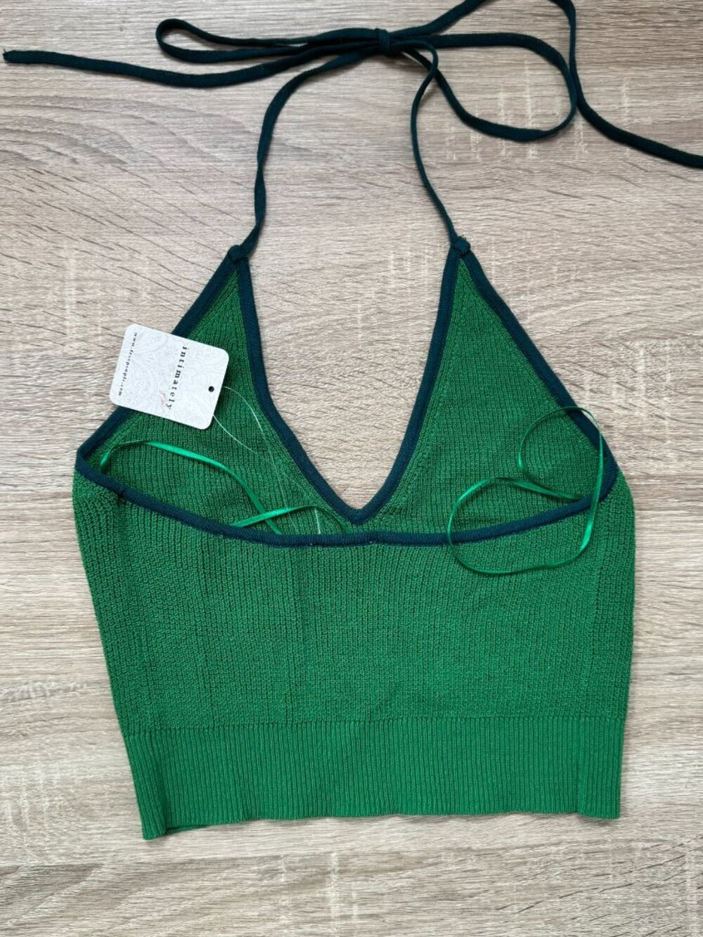 NWT Free People Knit Halter Top Green Contrast XS - Picture 8 of 12